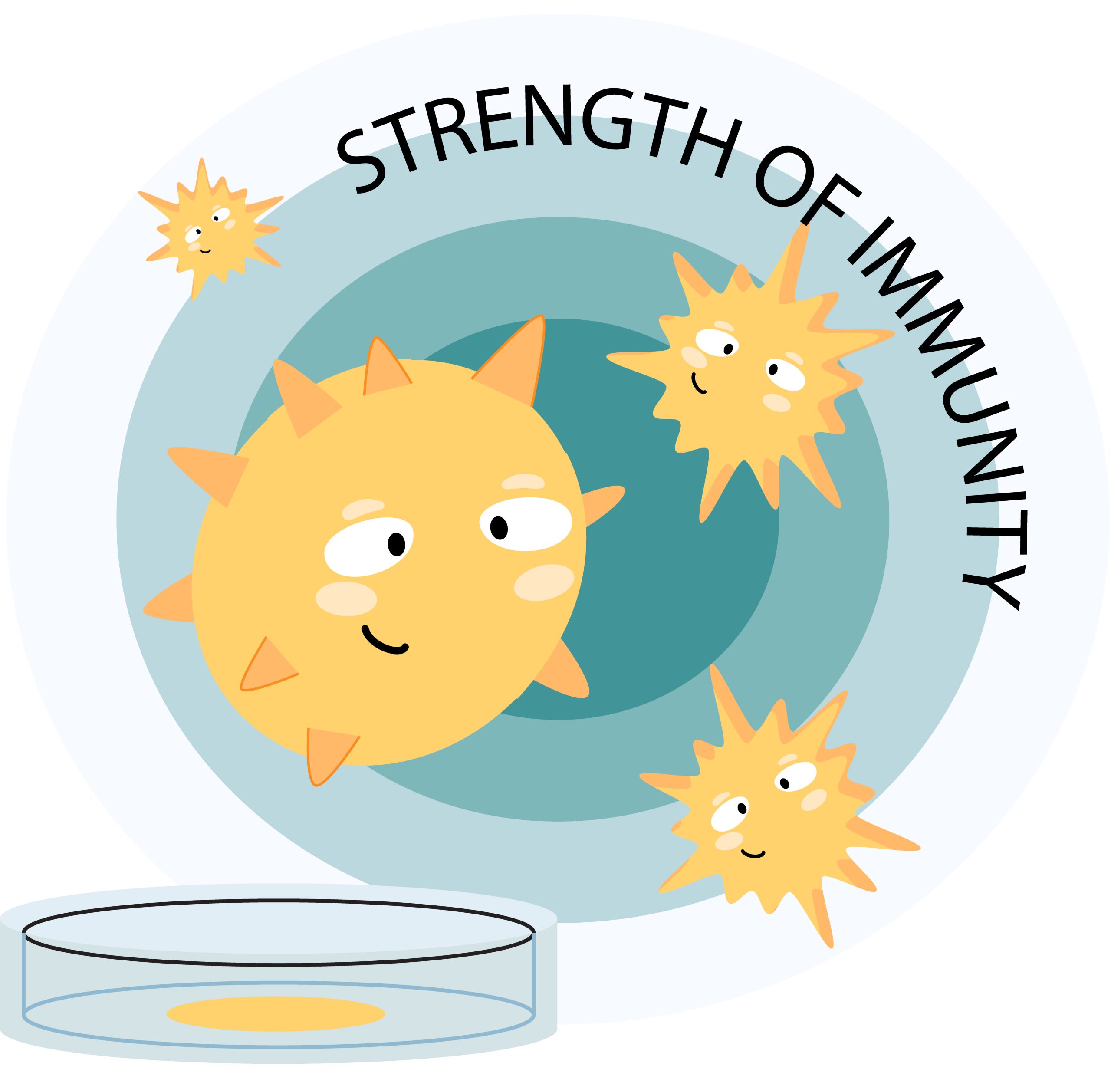Strength of immunity concept with healthy cute character surrounded by invisible barrier for virus Strength of immunity concept with healthy cute character surrounded by invisible barrier for bacterial and viral attack. Immune protection in healthy body. Health care, vaccination and immunization